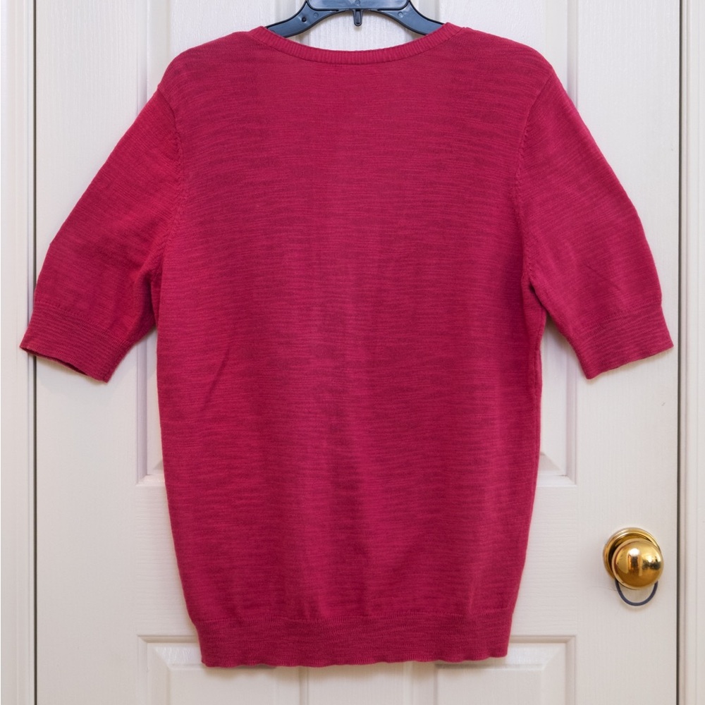 Caslon Fuchsia V-Neck short sleeve Cardigan - Picture 3 of 3